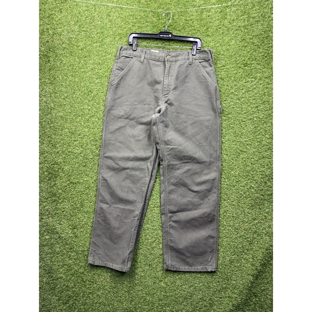 Carhartt Carpenter Pants Mens 36x30 Moss Green Workwear Carpenter B11 MOS